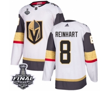 Men Adidas Vegas Golden Knights #8 Griffin Reinhart Authentic White Away 2018 Stanley Cup Final NHL Jersey