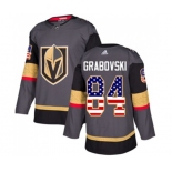 Men Adidas Vegas Golden Knights #84 Mikhail Grabovski Authentic Gray USA Flag Fashion NHL Jersey