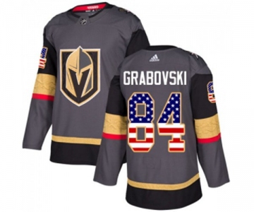 Men Adidas Vegas Golden Knights #84 Mikhail Grabovski Authentic Gray USA Flag Fashion NHL Jersey