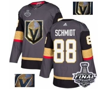 Men Adidas Vegas Golden Knights #88 Nate Schmidt Authentic Gray Fashion Gold 2018 Stanley Cup Final NHL Jersey