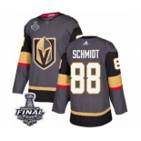 Men Adidas Vegas Golden Knights #88 Nate Schmidt Authentic Gray Home 2018 Stanley Cup Final NHL Jersey