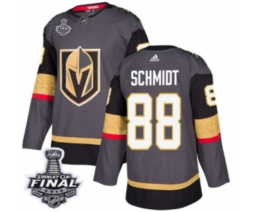 Men Adidas Vegas Golden Knights #88 Nate Schmidt Authentic Gray Home 2018 Stanley Cup Final NHL Jersey