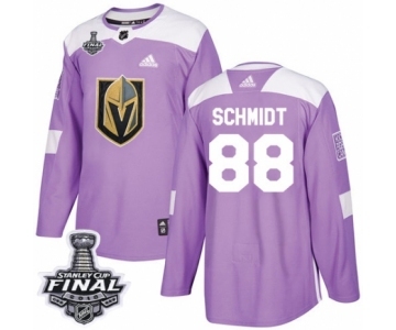 Men Adidas Vegas Golden Knights #88 Nate Schmidt Authentic Purple Fights Cancer Practice 2018 Stanley Cup Final NHL Jersey