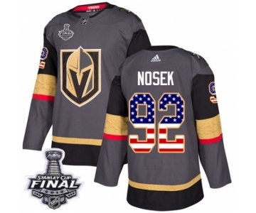 Men Adidas Vegas Golden Knights #92 Tomas Nosek Authentic Gray USA Flag Fashion 2018 Stanley Cup Final NHL Jersey