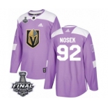 Men Adidas Vegas Golden Knights #92 Tomas Nosek Authentic Purple Fights Cancer Practice 2018 Stanley Cup Final NHL Jersey