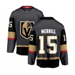 Men Vegas Golden Knights #15 Jon Merrill Authentic Black Home Fanatics Branded Breakaway NHL Jersey