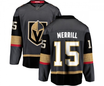 Men Vegas Golden Knights #15 Jon Merrill Authentic Black Home Fanatics Branded Breakaway NHL Jersey