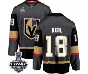 Men Vegas Golden Knights #18 James Neal Authentic Black Home Fanatics Branded Breakaway 2018 Stanley Cup Final NHL Jersey
