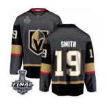 Men Vegas Golden Knights #19 Reilly Smith Authentic Black Home Fanatics Branded Breakaway 2018 Stanley Cup Final NHL Jersey