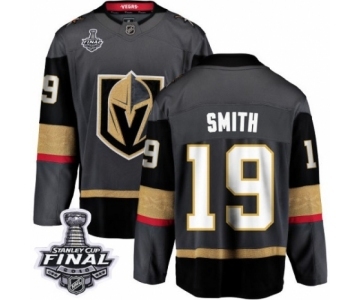 Men Vegas Golden Knights #19 Reilly Smith Authentic Black Home Fanatics Branded Breakaway 2018 Stanley Cup Final NHL Jersey