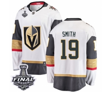 Men Vegas Golden Knights #19 Reilly Smith Authentic White Away Fanatics Branded Breakaway 2018 Stanley Cup Final NHL Jersey