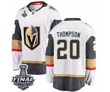 Men Vegas Golden Knights #20 Paul Thompson Authentic White Away Fanatics Branded Breakaway 2018 Stanley Cup Final NHL Jersey