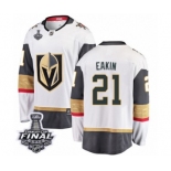 Men Vegas Golden Knights #21 Cody Eakin Authentic White Away Fanatics Branded Breakaway 2018 Stanley Cup Final NHL Jersey