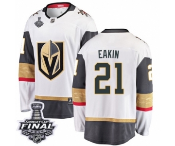 Men Vegas Golden Knights #21 Cody Eakin Authentic White Away Fanatics Branded Breakaway 2018 Stanley Cup Final NHL Jersey