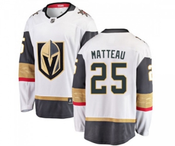 Men Vegas Golden Knights #25 Stefan Matteau Authentic White Away Fanatics Branded Breakaway NHL Jersey