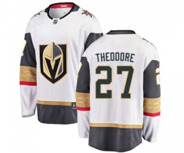 Men Vegas Golden Knights #27 Shea Theodore Authentic White Away Fanatics Branded Breakaway NHL Jersey