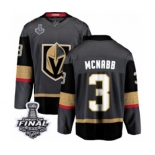 Men Vegas Golden Knights #3 Brayden McNabb Authentic Black Home Fanatics Branded Breakaway 2018 Stanley Cup Final NHL Jersey