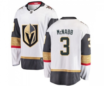 Men Vegas Golden Knights #3 Brayden McNabb Authentic White Away Fanatics Branded Breakaway NHL Jersey