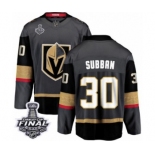 Men Vegas Golden Knights #30 Malcolm Subban Authentic Black Home Fanatics Branded Breakaway 2018 Stanley Cup Final NHL Jersey