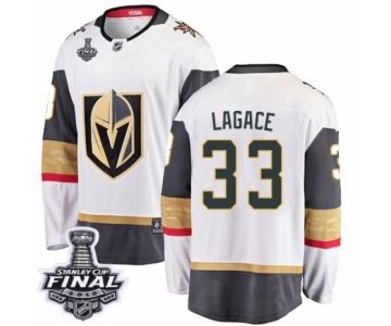 Men Vegas Golden Knights #33 Maxime Lagace Authentic White Away Fanatics Branded Breakaway 2018 Stanley Cup Final NHL Jersey