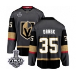 Men Vegas Golden Knights #35 Oscar Dansk Authentic Black Home Fanatics Branded Breakaway 2018 Stanley Cup Final NHL Jersey