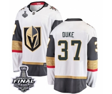 Men Vegas Golden Knights #37 Reid Duke Authentic White Away Fanatics Branded Breakaway 2018 Stanley Cup Final NHL Jersey