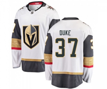 Men Vegas Golden Knights #37 Reid Duke Authentic White Away Fanatics Branded Breakaway NHL Jersey