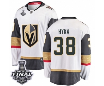 Men Vegas Golden Knights #38 Tomas Hyka Authentic White Away Fanatics Branded Breakaway 2018 Stanley Cup Final NHL Jersey