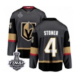 Men Vegas Golden Knights #4 Clayton Stoner Authentic Black Home Fanatics Branded Breakaway 2018 Stanley Cup Final NHL Jersey