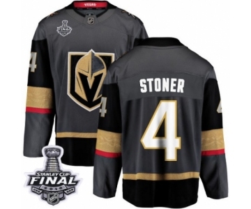 Men Vegas Golden Knights #4 Clayton Stoner Authentic Black Home Fanatics Branded Breakaway 2018 Stanley Cup Final NHL Jersey