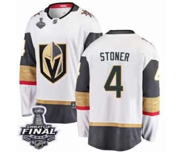 Men Vegas Golden Knights #4 Clayton Stoner Authentic White Away Fanatics Branded Breakaway 2018 Stanley Cup Final NHL Jersey