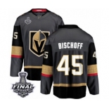 Men Vegas Golden Knights #45 Jake Bischoff Authentic Black Home Fanatics Branded Breakaway 2018 Stanley Cup Final NHL Jersey