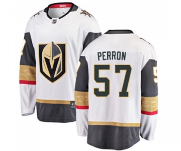 Men Vegas Golden Knights #57 David Perron Authentic White Away Fanatics Branded Breakaway NHL Jersey