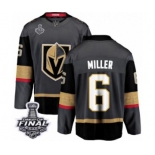 Men Vegas Golden Knights #6 Colin Miller Authentic Black Home Fanatics Branded Breakaway 2018 Stanley Cup Final NHL Jersey