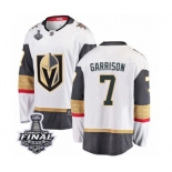 Men Vegas Golden Knights #7 Jason Garrison Authentic White Away Fanatics Branded Breakaway 2018 Stanley Cup Final NHL Jersey