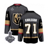 Men Vegas Golden Knights #71 William Karlsson Authentic Black Home Fanatics Branded Breakaway 2018 Stanley Cup Final NHL Jersey