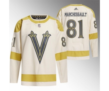 Men Vegas Golden Knights #81 Jonathan Marchessault Cream 2024 Winter Classic Breakaway Stitched Jersey