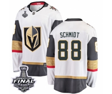 Men Vegas Golden Knights #88 Nate Schmidt Authentic White Away Fanatics Branded Breakaway 2018 Stanley Cup Final NHL Jersey