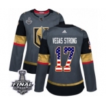 Men omen's Adidas Vegas Golden Knights #17 Vegas Strong Authentic Gray USA Flag Fashion 2018 Stanley Cup Final NHL Jersey