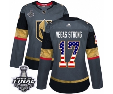 Men omen's Adidas Vegas Golden Knights #17 Vegas Strong Authentic Gray USA Flag Fashion 2018 Stanley Cup Final NHL Jersey