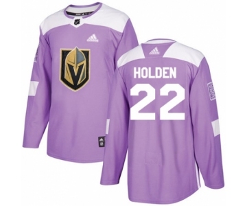 Men's Adidas Vegas Golden Knights #22 Nick Holden Authentic Purple Fights Cancer Practice NHL Jersey