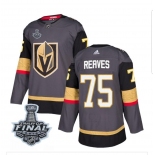 Men's Adidas Vegas Golden Knights #75 Ryan Reaves Authentic Gray Home 2018 Stanley Cup Final NHL Jersey