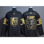 Men's Golden Knights #29 Marc-Andre Fleury Black Gold Authentic Stitched Hockey Jersey