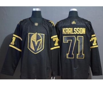 Men's Golden Knights #71 William Karlsson Black Gold Authentic Stitched Hockey Jersey