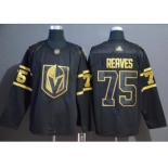 Men's Golden Knights #75 Ryan Reaves Black Gold Authentic Stitched Hockey Jersey