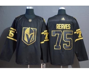 Men's Golden Knights #75 Ryan Reaves Black Gold Authentic Stitched Hockey Jersey