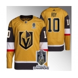 Men's Vegas Golden Knights #10 Nicolas Roy Gold 2023 Stanley Cup Champions Stitched Jersey