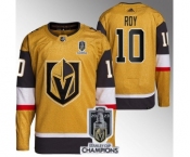 Men's Vegas Golden Knights #10 Nicolas Roy Gold 2023 Stanley Cup Champions Stitched Jersey