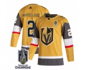 Men's Vegas Golden Knights #2 Zach Whitecloud Gold 2023 Stanley Cup Champions Stitched Jersey