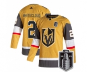 Men's Vegas Golden Knights #2 Zach Whitecloud Gold 2023 Stanley Cup Final Stitched Jersey